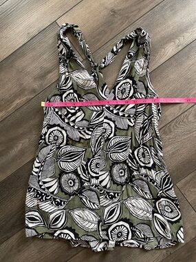 LOFT Olive Green Floral Print Tank Top